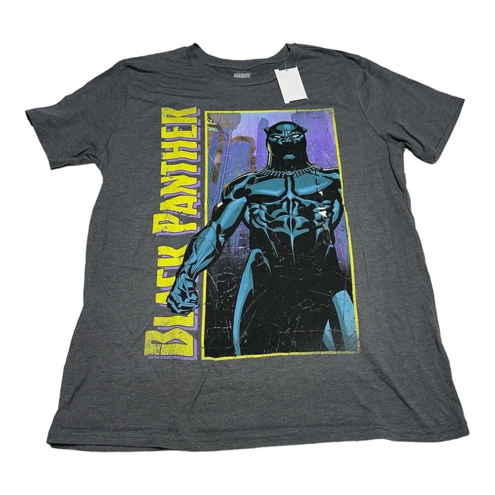 Marvel The Black Panther T-Shirt Men's Size L Tee Shirt Comics Gray Graphic‎